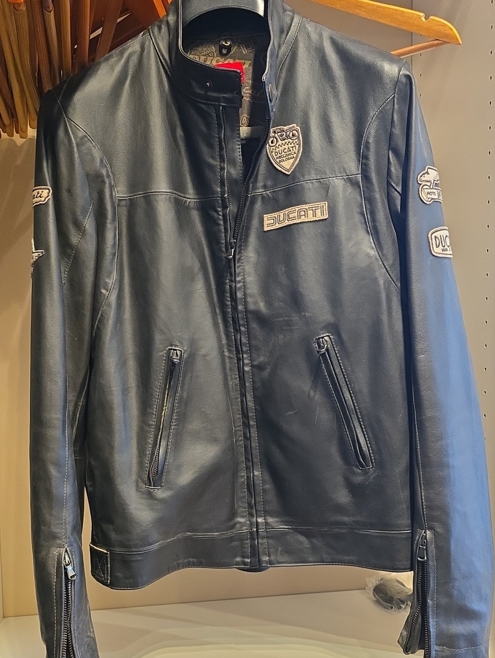 Ducati Men's Vintage "Meccanica" Black Leather Jacket
